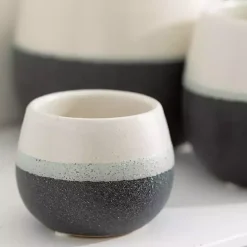 Kirklands Home Black and White Ceramic Planters, Set of 3