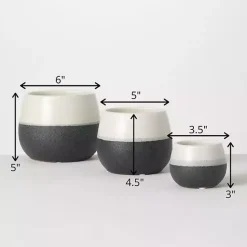 Kirklands Home Black and White Ceramic Planters, Set of 3