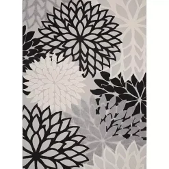 Discount Kirklands Home Black and White Floral Outdoor Area Rug, 7x10