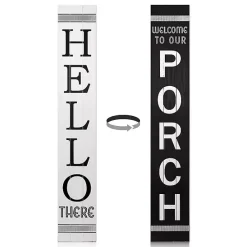 Outlet Kirklands Home Black and White Hello There Porch Board