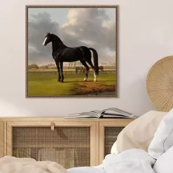 Online Kirklands Home Black and White Horse Framed Canvas Art Print