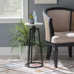 Discount Kirklands Home Black and White Marble Adjustable Drink Table