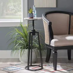 Discount Kirklands Home Black and White Marble Adjustable Drink Table