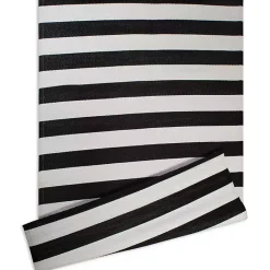 New Kirklands Home Black and White Rugby Stripe Outdoor Area Rug, 5x8