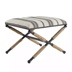 Hot Kirklands Home Black and White Striped Upholstered Ottoman