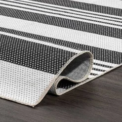 Hot Kirklands Home Black and White Striped Washable Area Rug, 3x5