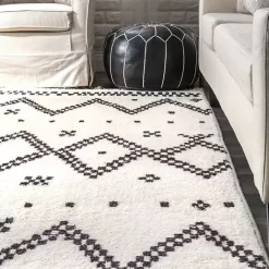 Online Kirklands Home Black and White Tracy Fringed Area Rug, 5x8