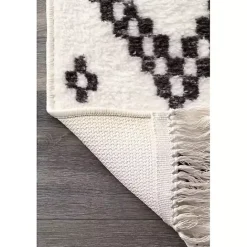 Online Kirklands Home Black and White Tracy Fringed Area Rug, 5x8