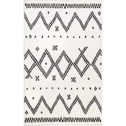 Hot Kirklands Home Black and White Tracy Fringed Area Rug, 8x10