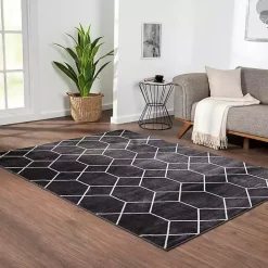 Best Kirklands Home Black and White Trellis Woven Area Rug, 6x9