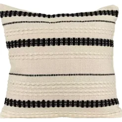 Discount Kirklands Home Black and White Woven Stripe Indoor/Outdoor Pillow