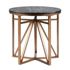 Kirklands Home Antique Bronze Kayden Round Accent Table Black