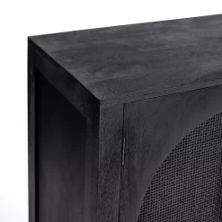 Sale Kirklands Home Arch Cane and Wood Cabinet Black