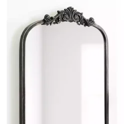 Kirklands Home Black Arch Ornate Crown Full Length Wall Mirror