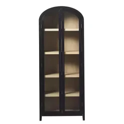 Kirklands Home Arched Glass Doors Chantelle Bookcase Black