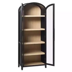 Kirklands Home Arched Glass Doors Chantelle Bookcase Black