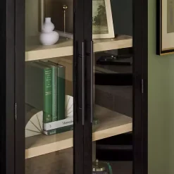 Kirklands Home Arched Glass Doors Chantelle Bookcase Black