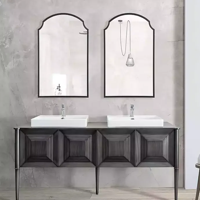 Discount Kirklands Home Arched Scallop Edge Wall Mirror Black