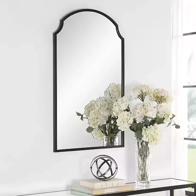Discount Kirklands Home Arched Scallop Edge Wall Mirror Black