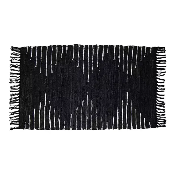 Outlet Kirklands Home Black Artisanal Leather Diamond Scatter Rug