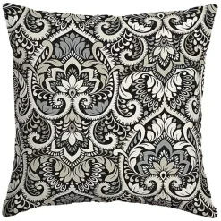 Online Kirklands Home Aurora Damask Outdoor Pillow Black