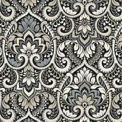 Online Kirklands Home Aurora Damask Outdoor Pillow Black