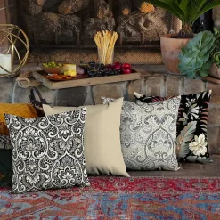 Online Kirklands Home Aurora Damask Outdoor Pillow Black