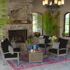 Online Kirklands Home Aurora Damask Outdoor Pillow Black