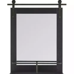 Online Kirklands Home Barn Door Wall Mirror with Shelf Black