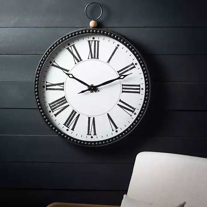 Hot Kirklands Home Black Beaded Metal Wall Clock