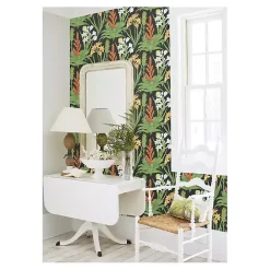 Kirklands Home Botanical Villa Peel & Stick Wallpaper Black