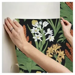 Kirklands Home Botanical Villa Peel & Stick Wallpaper Black