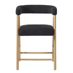 Kirklands Home Boucle Curved Back Ezra Counter Stool Black