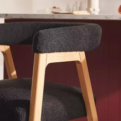 Kirklands Home Boucle Curved Back Ezra Counter Stool Black
