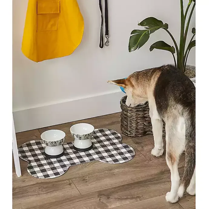 Online Kirklands Home Black Buffalo Check Bone Pet Bowl Mat