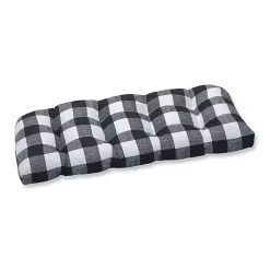New Kirklands Home Buffalo Check Outdoor Loveseat Cushion Black