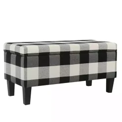 Kirklands Home Black Buffalo Check Storage Bench