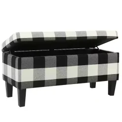 Kirklands Home Black Buffalo Check Storage Bench
