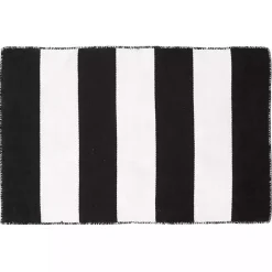 Kirklands Home Black Cabana Stripe Indoor/Outdoor Scatter Rug
