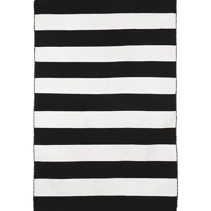 Kirklands Home Black Cabana Stripe Indoor/Outdoor Area Rug, 5x7