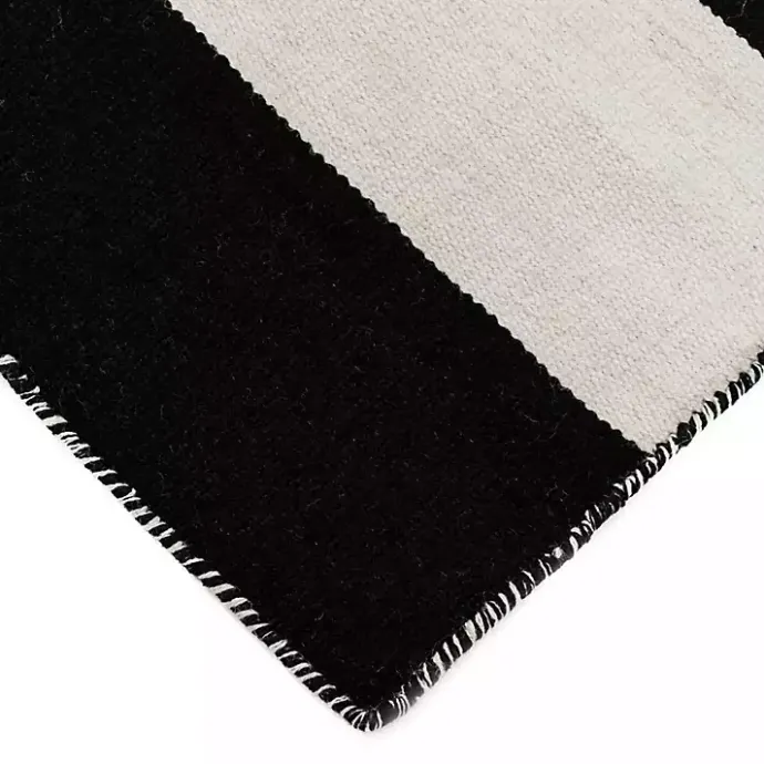 Kirklands Home Black Cabana Stripe Indoor/Outdoor Area Rug, 5x7