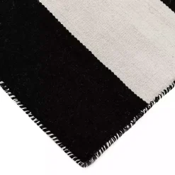 New Kirklands Home Black Cabana Stripe Indoor/Outdoor Area Rug, 7x9