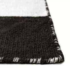 New Kirklands Home Black Cabana Stripe Indoor/Outdoor Area Rug, 7x9