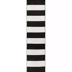 Hot Kirklands Home Black Cabana Stripe Indoor/Outdoor Runner, 2x8