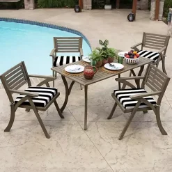 Sale Kirklands Home Cabana Stripe Outdoor Seat Cushion Black