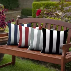 Outlet Kirklands Home Cabana Stripe Outdoor Pillow, 16 in. Black