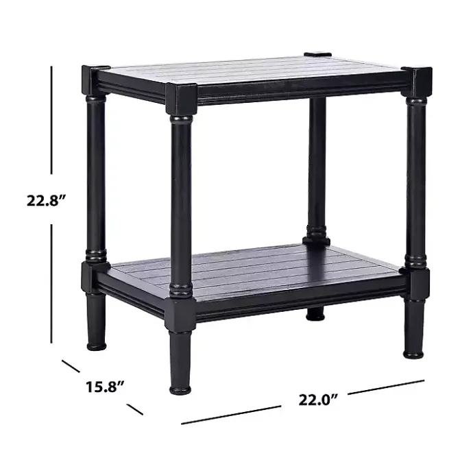 Kirklands Home Carved Pinewood Farmhouse Accent Table Black