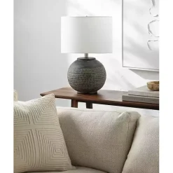 Online Kirklands Home Black Ceramic Carved Lyon Table Lamp White