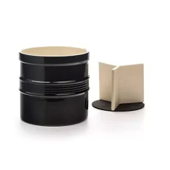New Kirklands Home Ceramic Oversized Crock with Divider Black