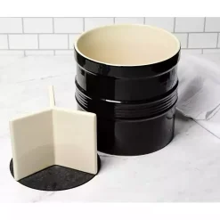 New Kirklands Home Ceramic Oversized Crock with Divider Black